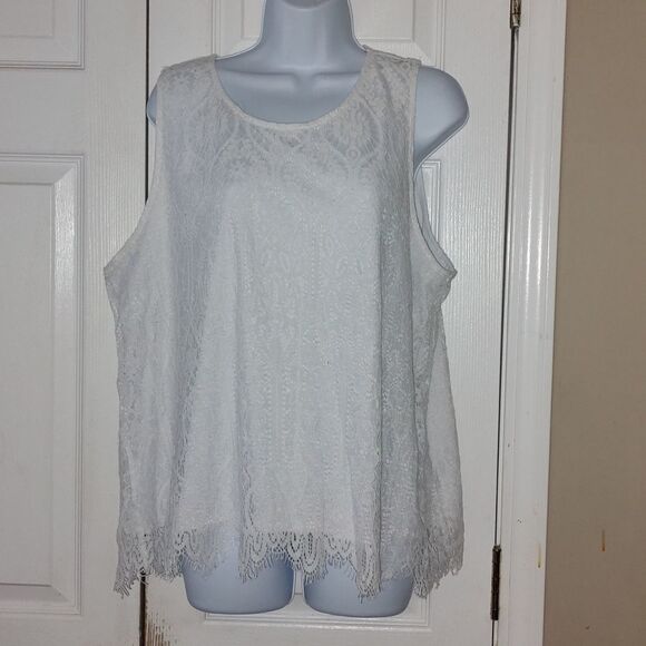 Est. 1946   White lace sleeveless top  Sz XL - Picture 1 of 5